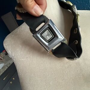 Black and Silver Belt with Gold Accents